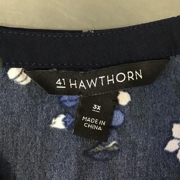 41 Hawthorn Navy Floral Sleeveless Dress with drawstring waist and pockets 3X - Picture 6 of 10